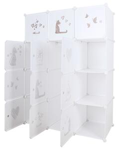 Gyerek moduláris szekrény, fehér|barna gyerek minta, KITARO