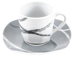 Sandy 6 db-os fehér-szürke porcelán csésze és csészealj szett - Villa Altachiara
