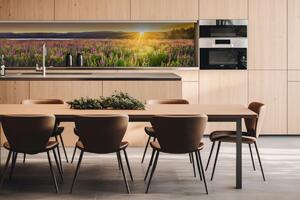 Dibond tábla a konyhapult mögött naplemente a réten - 260 x 60 cm ingyenes ragasztó