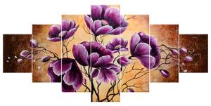 Gario Kézzel festett kép Növo lila virágok - 7 részes Méret: 210 x 100 cm
