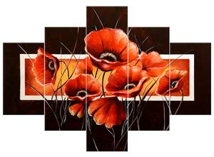 Gario Kézzel festett kép A pipacs ereje - 5 részes Méret: 100 x 70 cm