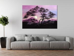 Gario Kézzel festett kép Hegyi táj és eros fa Méret: 120 x 80 cm