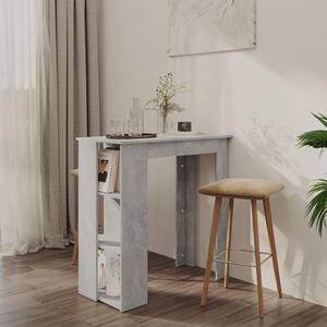 Betonszürke szerelt fa bárasztal polccal 102 x 50 x 103,5 cm