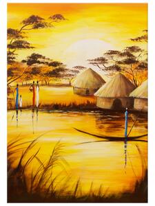 Gario Kézzel festett kép Afrikai falu Méret: 120 x 80 cm