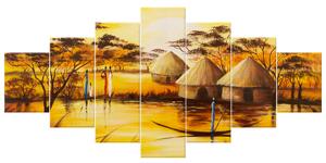 Gario Kézzel festett kép Afrikai falu - 7 részes Méret: 210 x 100 cm