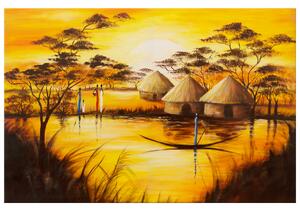 Gario Kézzel festett kép Afrikai falu Méret: 70 x 100 cm