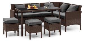 Blumfeldt Titania Dining Lounge Set, kerti ülőgarnitúra készlet, barna/sötétszürke