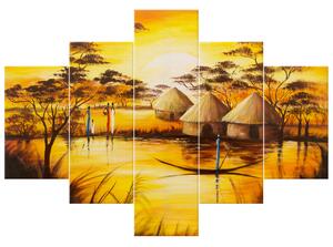 Gario Kézzel festett kép Afrikai falu - 5 részes Méret: 150 x 105 cm