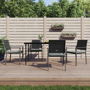 4 db fekete polyrattan kerti szék párnával 56x62,5x89 cm