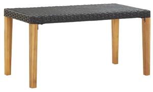 Fekete polyrattan és tömör akácfa kerti pad 120 cm