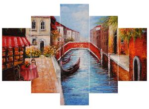 Gario Kézzel festett kép Velencei csende utca - 5 részes Méret: 150 x 105 cm