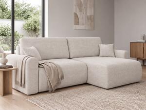 Kihúzható kétoldalas L-alakú kanapé NORDEN PAROS 250x140 cm, krémszínű