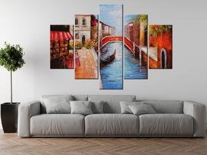 Gario Kézzel festett kép Velencei csende utca - 5 részes Méret: 150 x 105 cm