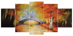 Gario Kézzel festett kép őszi hídon át - 5 részes Méret: 150 x 105 cm