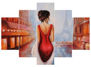 Gario Kézzel festett kép Séta az Eiffel-torony mellett - 5 részes Méret: 150 x 105 cm