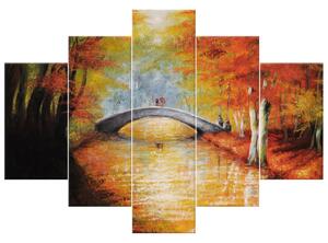 Gario Kézzel festett kép őszi hídon át - 5 részes Méret: 150 x 70 cm