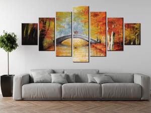 Gario Kézzel festett kép őszi hídon át - 7 részes Méret: 210 x 100 cm