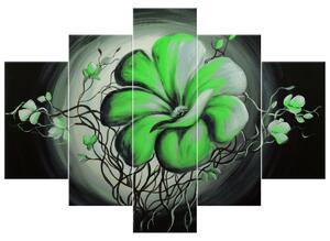 Gario Kézzel festett kép Zöld élo szépség - 5 részes Méret: 150 x 105 cm