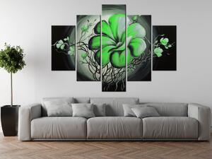 Gario Kézzel festett kép Zöld élo szépség - 5 részes Méret: 150 x 70 cm
