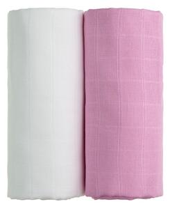 Tetra 2 db fehér és rózsaszín pamut törölköző, 90 x 100 cm - T-TOMI