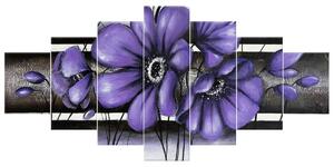 Gario Kézzel festett kép Titokzatos lila pipacs - 7 részes Méret: 210 x 100 cm