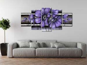 Gario Kézzel festett kép Titokzatos lila pipacs - 5 részes Méret: 100 x 70 cm