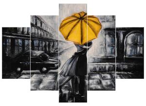 Gario Kézzel festett kép Sárga csók az esoben - 5 részes Méret: 150 x 70 cm