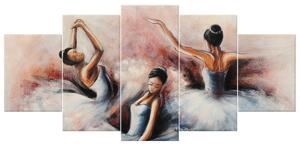 Gario Kézzel festett kép Gyönyöru balett-táncosnok - 5 részes Méret: 100 x 70 cm