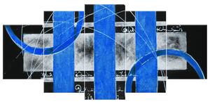 Gario Kézzel festett kép Kék vonalak - 5 részes Méret: 150 x 70 cm