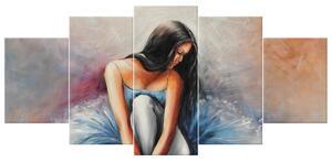 Gario Kézzel festett kép Sötét hajú balett-táncosno - 5 részes Méret: 150 x 70 cm