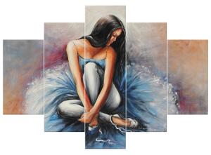 Gario Kézzel festett kép Sötét hajú balett-táncosno - 5 részes Méret: 100 x 70 cm