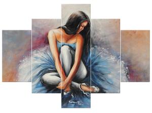 Gario Kézzel festett kép Sötét hajú balett-táncosno - 5 részes Méret: 150 x 70 cm