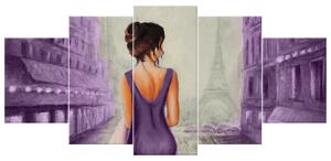 Gario Kézzel festett kép Párizsi séta - 5 részes Méret: 150 x 70 cm