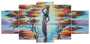 Gario Kézzel festett kép Afrikai no kosárral - 5 részes Méret: 150 x 70 cm
