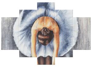 Gario Kézzel festett kép Balett-táncosno kékben - 5 részes Méret: 150 x 70 cm