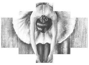 Gario Kézzel festett kép A szürke balett-táncosno bemelegítése - 5 részes Méret: 100 x 70 cm