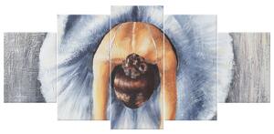 Gario Kézzel festett kép Balett-táncosno kékben - 5 részes Méret: 150 x 70 cm