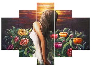 Gario Kézzel festett kép No a virágok között - 5 részes Méret: 100 x 70 cm