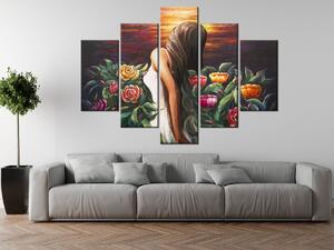 Gario Kézzel festett kép No a virágok között - 5 részes Méret: 150 x 70 cm