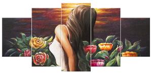 Gario Kézzel festett kép No a virágok között - 5 részes Méret: 150 x 105 cm