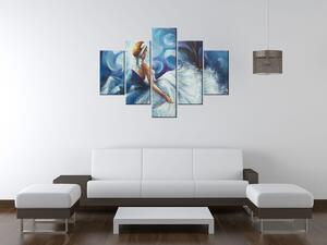 Gario Kézzel festett kép Kék hölgy táncközben - 5 részes Méret: 150 x 105 cm