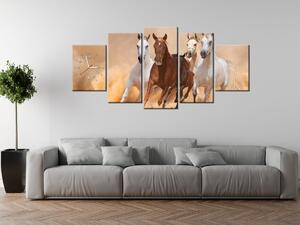 Gario Órás falikép Vágtázó lovak - 5 részes Méret: 150 x 70 cm