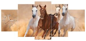 Gario Órás falikép Vágtázó lovak - 5 részes Méret: 150 x 105 cm