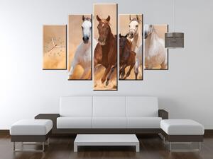 Gario Órás falikép Vágtázó lovak - 5 részes Méret: 150 x 105 cm