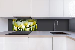 Dibond tábla a konyhapult mögött fehér tulipán - 80 x 40 cm ingyenes ragasztó