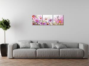 Gario Órás falikép Gyengéd virágok - 3 részes Méret: 30 x 90 cm