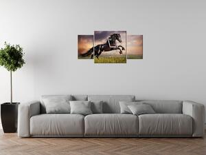 Gario Órás falikép Eros fekete ló - 3 részes Méret: 80 x 40 cm