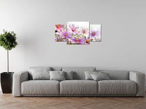 Gario Órás falikép Gyengéd virágok - 3 részes Méret: 80 x 40 cm