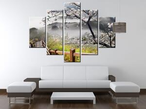 Gario Órás falikép Virágzó meggyfa - 5 részes Méret: 150 x 70 cm
