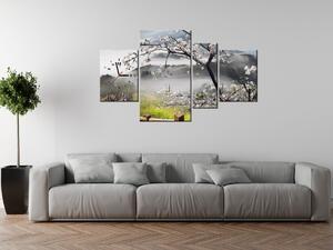Gario Órás falikép Virágzó meggyfa - 4 részes Méret: 120 x 80 cm